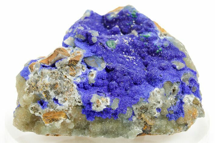 Sparkling Blue Azurite Crystals on Smithsonite - Congo #366029